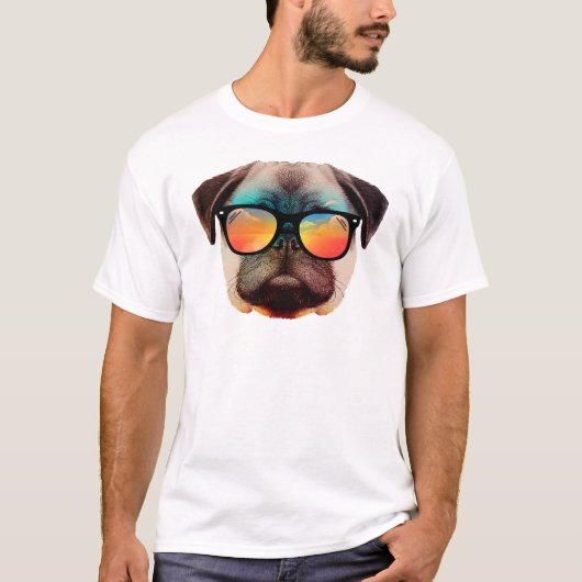 Strand pug t-shirt (Voorkant)