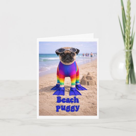 Strand Puggie Notitiekaartje (Voorkant)