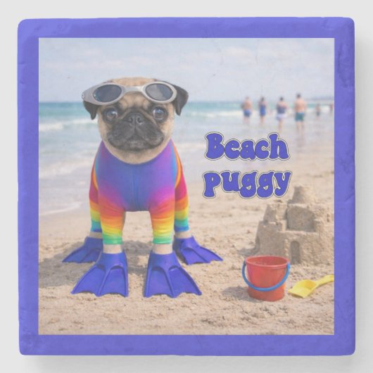 Strand Puggie Stenen Onderzetter (Voorkant)