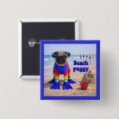 Strand Puggie Vierkante Button 5,1 Cm (Voorkant /achterkant)
