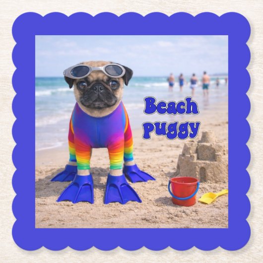 Strand Puggy Kartonnen Onderzetters (Voorkant)