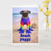 Strand Puppy Kaart (Gele Bloem)
