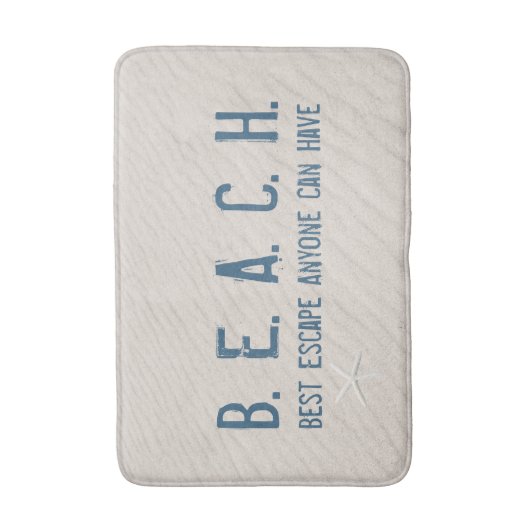 Strand Quote met witte zeester Badmat (Voorkant Verticaal)