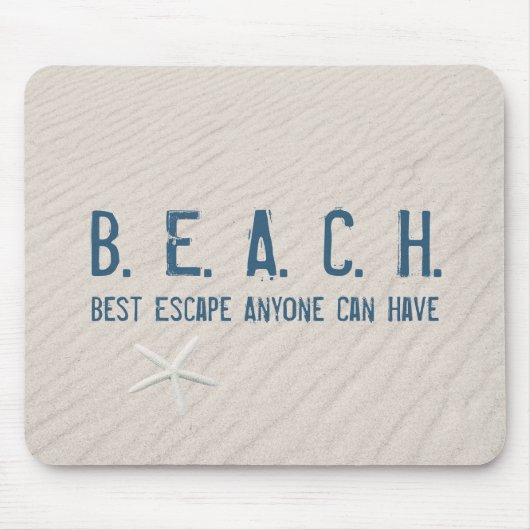 Strand Quote met witte zeester Muismat (Voorkant)