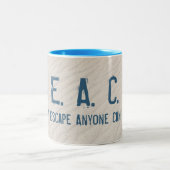 Strand Quote met witte zeester Tweekleurige Koffiemok (Center)