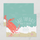 Strand Red de Datum Krab Zand Oceaan Golven  Briefkaart (Voorkant / Achterkant)