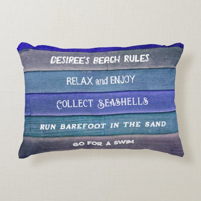 Strand Regels Rustiek Blauw Blauwgroen Grijs Nauti Accent Kussen (Voorkant)