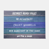 Strand Regels Rustiek Blauw Blauwgroen Grijs Nauti Deurmat (Voorkant)