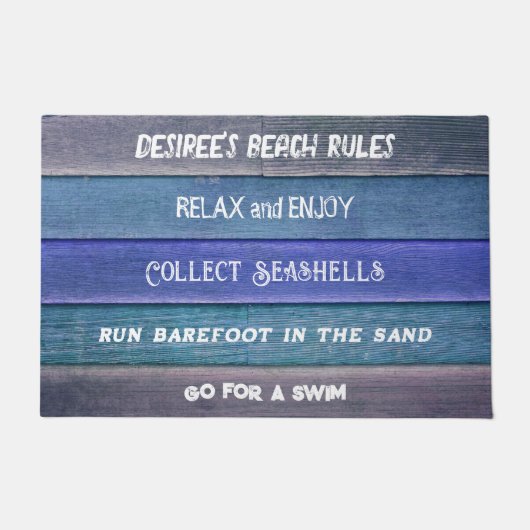 Strand Regels Rustiek Blauw Blauwgroen Grijs Nauti Deurmat (Voorkant)