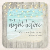 Strand repetitie diner rustieke bruiloft kartonnen onderzetters (Voorkant)