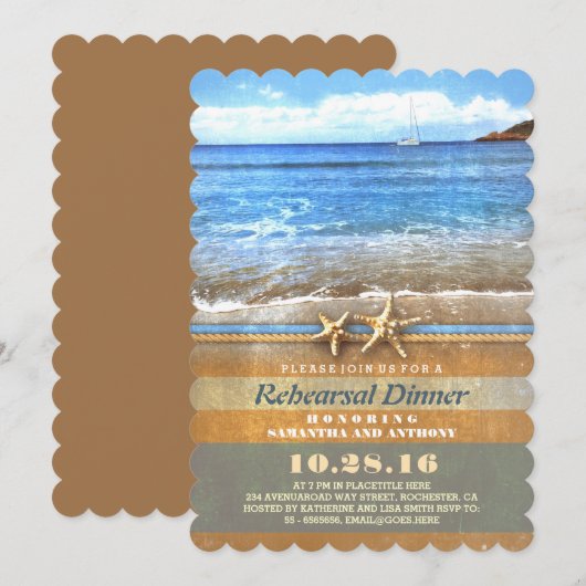  strand repetitie dineruitnodigingen kaart (Voorkant / Achterkant)