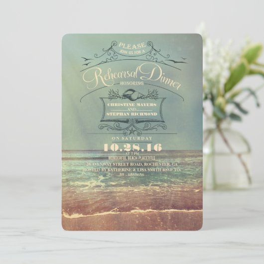  strand repetitie dineruitnodigingen kaart (Staand voorkant)