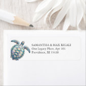 Strand retour adreslabels Zee schildpad Etiket (Insitu)