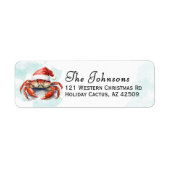 Strand Retouradreslabels | Kerst Krab Etiket (Voorkant)
