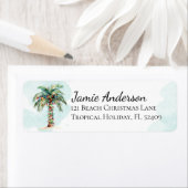 Strand Retouradreslabels | Kerstmis Palmboom Etiket (Insitu)