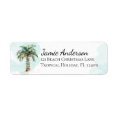Strand Retouradreslabels | Kerstmis Palmboom Etiket (Voorkant)