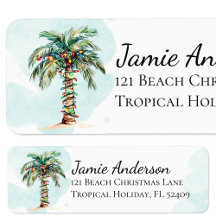 Strand Retouradreslabels | Kerstmis Palmboom