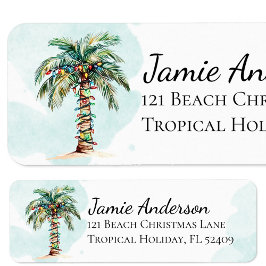 Strand Retouradreslabels | Kerstmis Palmboom Etiket