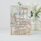 Strand Retro Arbor Slingerlichten Save The Date (Staand voorkant)