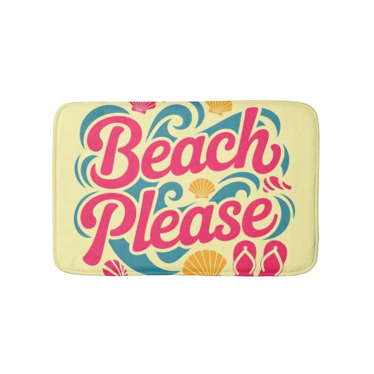 Strand Retro Grafisch: Roze Typografie Badmat (Voorkant)