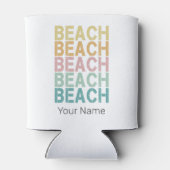 Strand Retro Lettering  Vakantie Zomer Blikjeskoeler (Achterkant)
