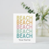 Strand Retro Lettering  Vakantie Zomer Briefkaart (Staand voorkant)