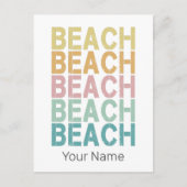 Strand Retro Lettering  Vakantie Zomer Briefkaart (Voorkant)