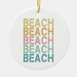 Strand Retro Lettering  Vakantie Zomer Keramisch Ornament