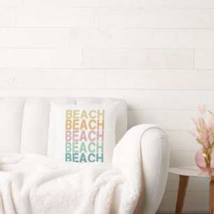 Strand Retro Lettering Vakantie Zomer Kussen
