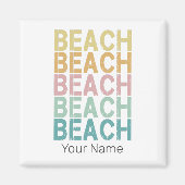 Strand Retro Lettering  Vakantie Zomer Magneet (Voorkant)