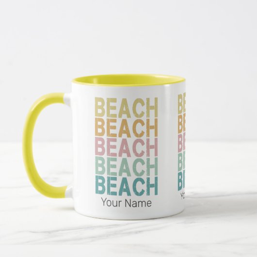 Strand Retro Lettering  Vakantie Zomer Mok (Links)