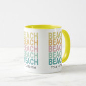 Strand Retro Lettering  Vakantie Zomer Mok (Voorkant rechts)