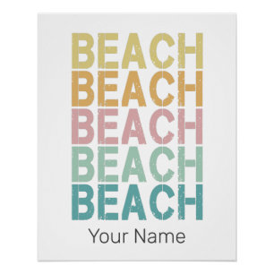 Strand Retro Lettering Vakantie Zomer Perfect Poster