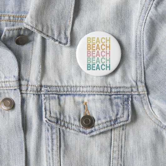 Strand Retro Lettering  Vakantie Zomer Ronde Button 5,7 Cm (In situ)