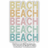Strand Retro Lettering  Vakantie Zomer Sticker (Voorkant)