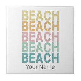 Strand Retro Lettering  Vakantie Zomer Tegeltje