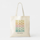 Strand Retro Lettering  Vakantie Zomer Tote Bag (Achterkant)