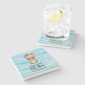 Strand Retro Tiki Bar Monogrammed Stenen Onderzetter (Zijkant)