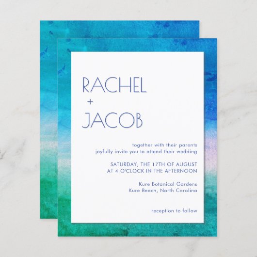 Strand Retro Type Zomer Bruiloft Uitnodiging (Voorkant / Achterkant)