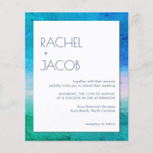 Strand Retro Type Zomer Bruiloft Uitnodiging (Voorkant)