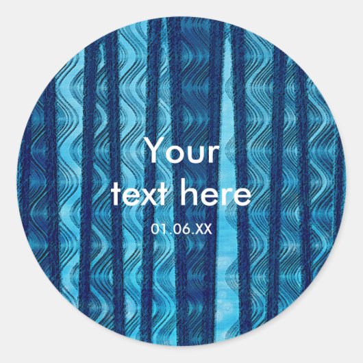 Strand Retro Waves Blauw  Party Favor Sticker (Voorkant)