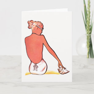 strand retro zeeschelp meisje zomer elegant kaart