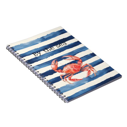 Strand Rode Krab Blauwe Strepen Notitieboek (Rechterzijde)