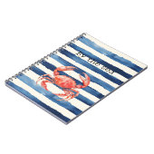 Strand Rode Krab Blauwe Strepen Notitieboek (Linkerzijde)