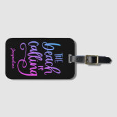 Strand roept aangepaste blauwe paarse fantasievoll bagagelabel (Voorkant (horizontaal))