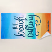 Strand roept lente vakantie op aangepast strandlaken (Voorkant)