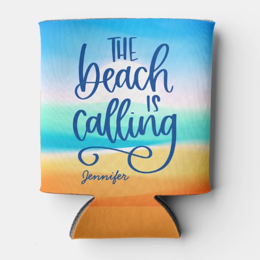 Strand roept stijlvolle zomer blikjeskoeler (Voorkant)