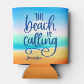 Strand roept stijlvolle zomer blikjeskoeler (Achterkant)