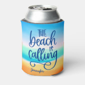 Strand roept stijlvolle zomer blikjeskoeler (Blikje Achterkant)