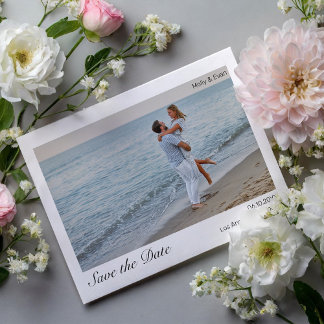Strand Romance Border Foto Bruiloft Save the Date Briefkaart